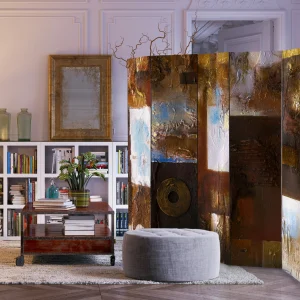 Artgeist Paravent Winter Landscape II [Room Dividers] In Blau,Braun,Weiß,Gelb 6