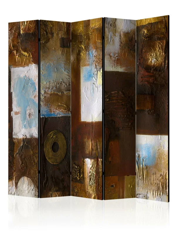 Artgeist Paravent Winter Landscape II [Room Dividers] In Blau,Braun,Weiß,Gelb 1
