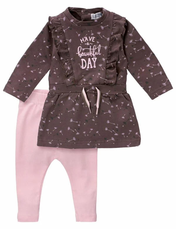 Dirkje 2tlg Set Kleid + Hose Herbst, Winter In Rosa Braun 1