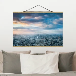 WallArt Stoffbild Mit Posterleisten – Winter In Paris In Blau 11
