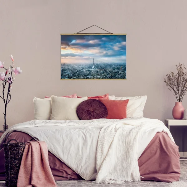 WallArt Stoffbild Mit Posterleisten – Winter In Paris In Blau 4