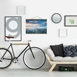 WallArt Stoffbild Mit Posterleisten – Winter In Paris In Blau 15