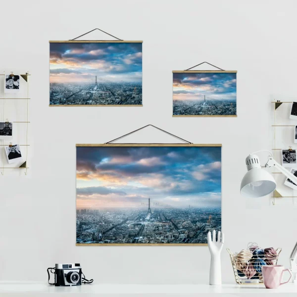 WallArt Stoffbild Mit Posterleisten – Winter In Paris In Blau 7