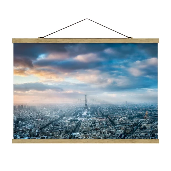 WallArt Stoffbild Mit Posterleisten – Winter In Paris In Blau 1